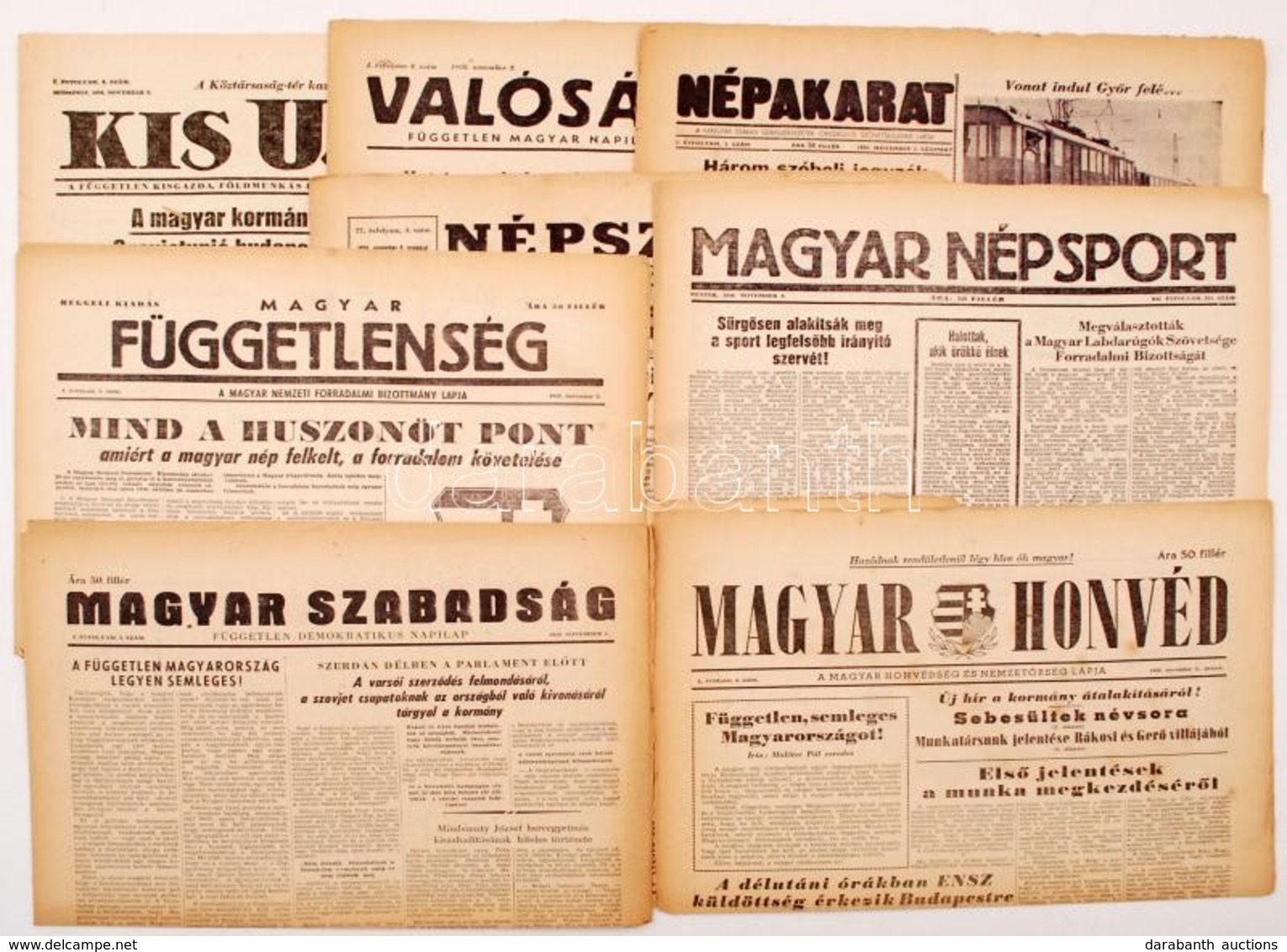 1956 A Forradalom Alatt Megjelent újságok. Összesen 19 Db Különböz?, Nagyrészt Jó állapotú újság A A Forradalom Híreivel - Ohne Zuordnung