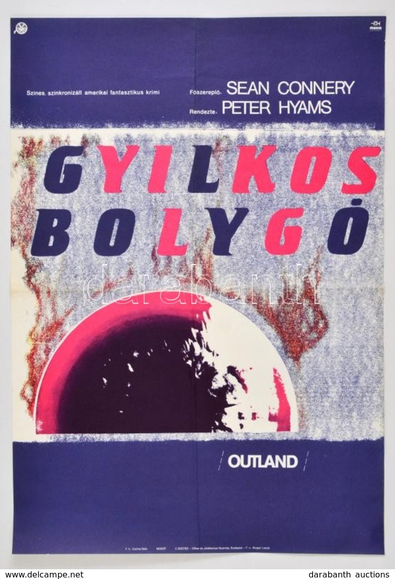 1983 Gyilkos Bolygó, Amerikai Film Plakát, F?szerepben: Sean Connnery, Hajtásnyommal, 57x40 Cm - Andere & Zonder Classificatie