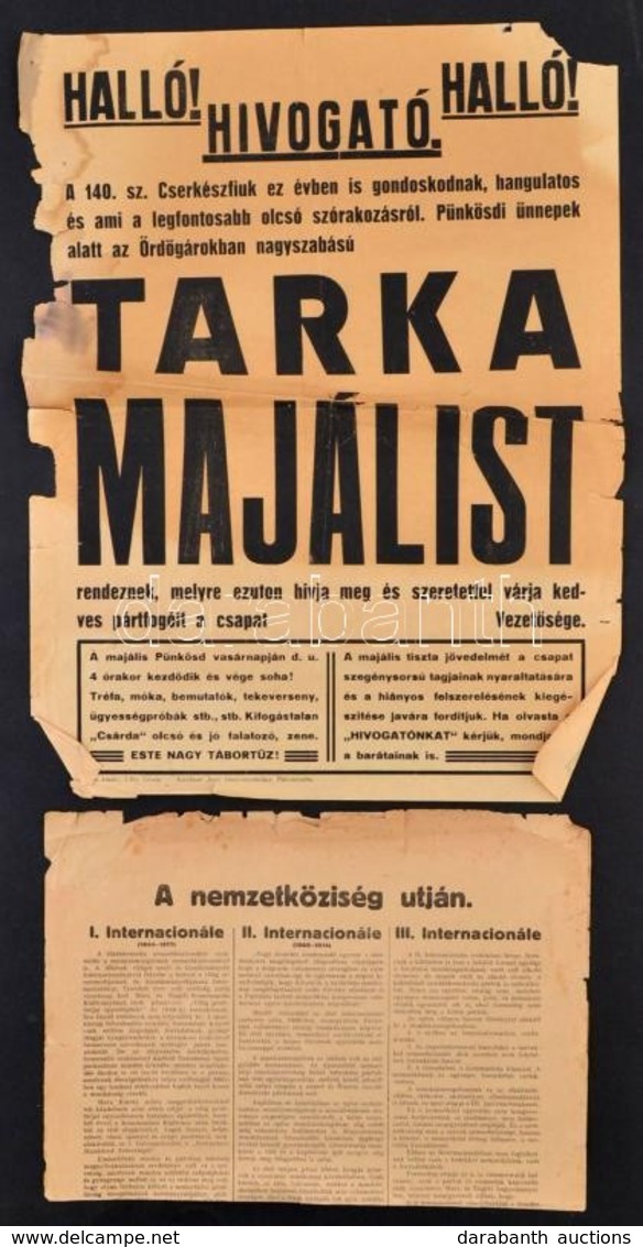 3 Db Különböz? Plakát: Cserkész Tarka Majális; MKP; A Nemzetköziség útján, Sérültek, Különböz? Méretben - Andere & Zonder Classificatie