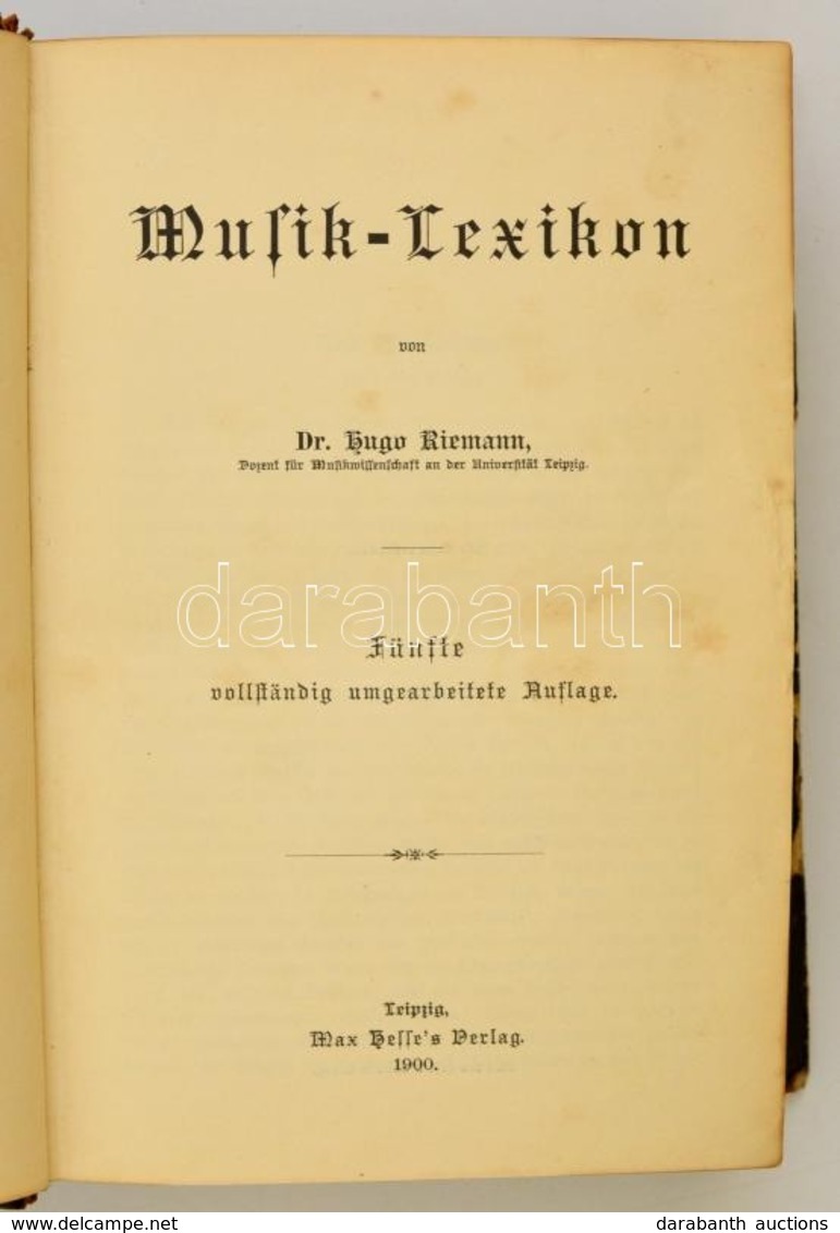 Rieman, Hugo: Musik-Lexikon. Leipzig. 1900. Max Hesse. Félb?r Kötésben. / In Half Linen Binding. - Ohne Zuordnung