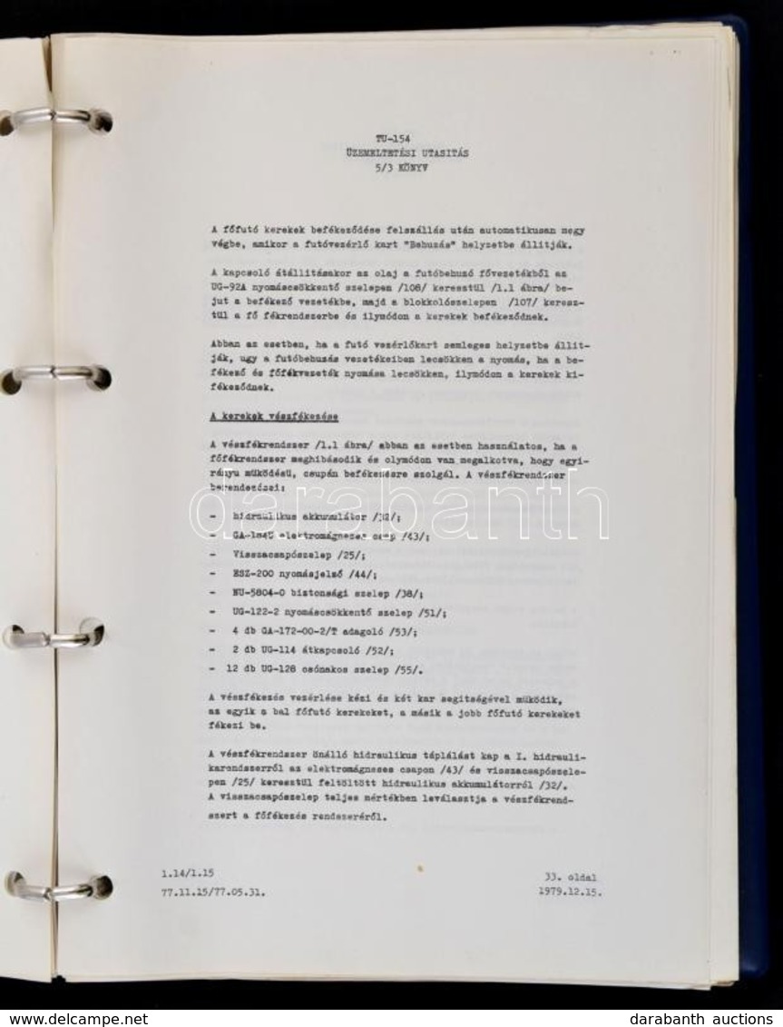 TU-154 B, TU-154-B2 Repül?gép üzemeltetési és M?szaki Karbantartási Utasítás. 5/3 Könyv. Hidraulikus Berendezések. Ford. - Ohne Zuordnung