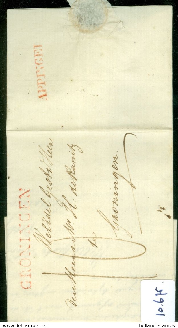 HANDGESCHREVEN BRIEF Uit 1827 Van LANGSTEMPEL K41 APPINGEDAM Naar LANGSTEMPEL K27 GRONINGEN * TE BET PORT 10 CT (16.675) - ...-1852 Voorlopers