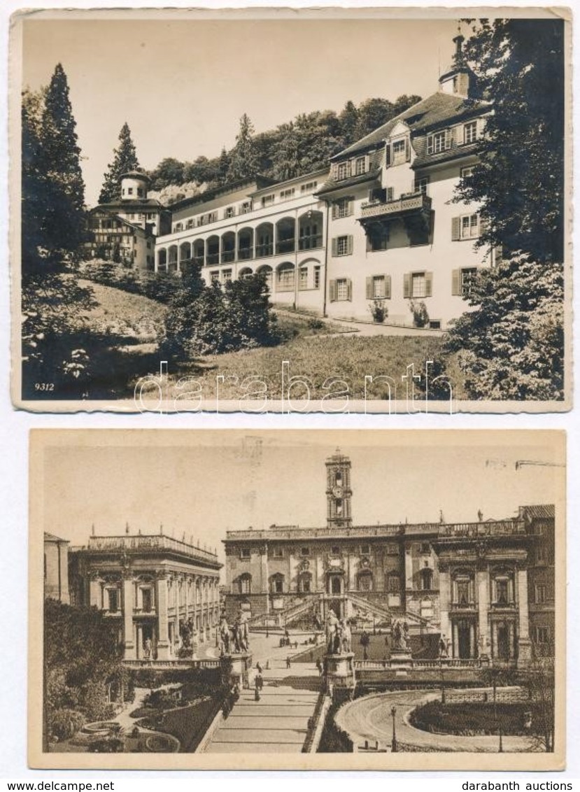 * 3 Db RÉGI Európai Városképes Lap; Róma, Rheineck / 3 Pre-1945 European Town-view Postcards, Rome, Rheineck - Ohne Zuordnung