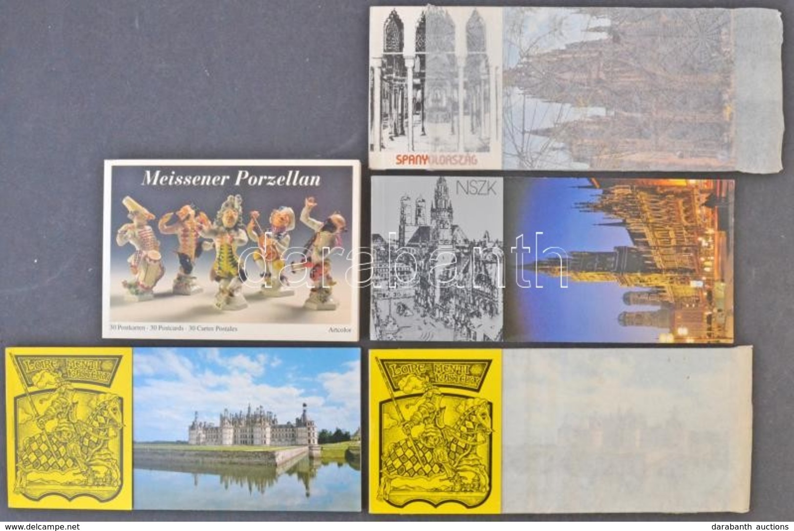 5 Db MODERN Képeslapfüzet: NSZK, Loire Menti Kastélyok (2 Db), Spanyolország, Meissen Porcelán / 5 MODERN Postcard Bookl - Ohne Zuordnung