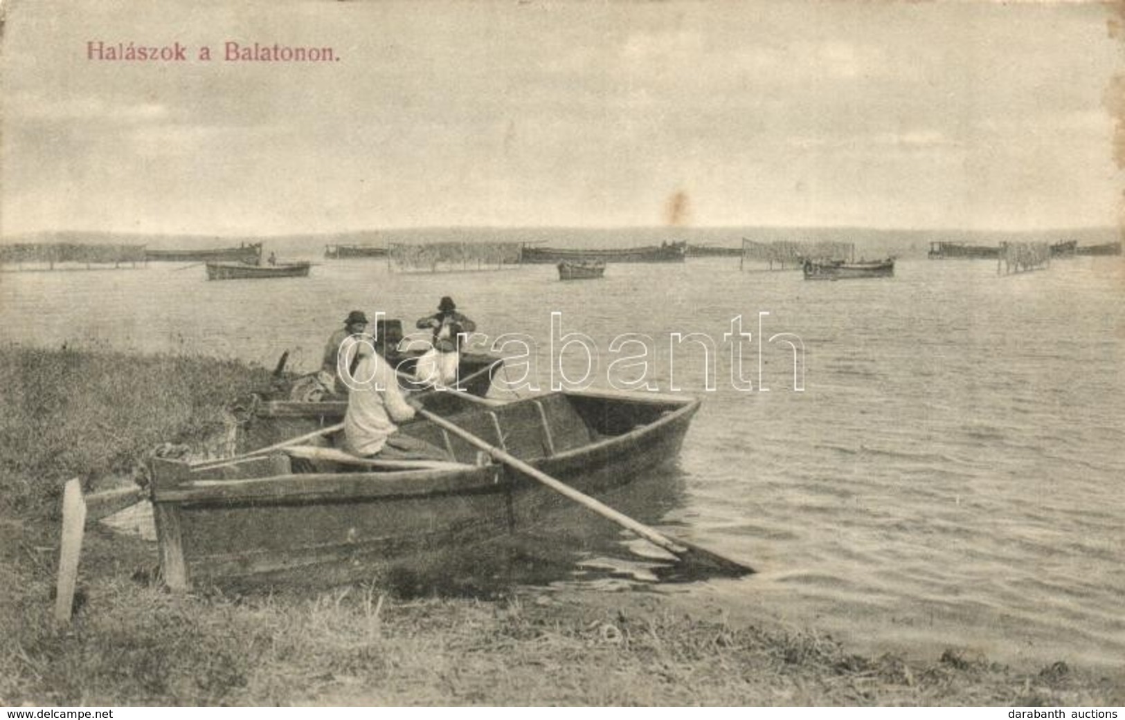 * T2 Balaton, Halászok Csónakokban. Hátoldalon Sorsjegy A Szegény Gyermekpoliklinika Javára - Zonder Classificatie