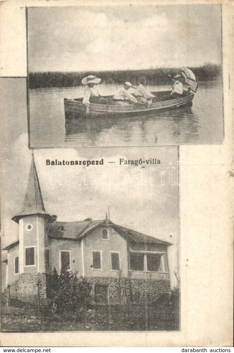 T3 Balatonszepezd, Faragó Villa, Csónakázó Társaság A Balatonon. Kiadja Ger? Adolf (kis Szakadás / Small Tear) - Ohne Zuordnung