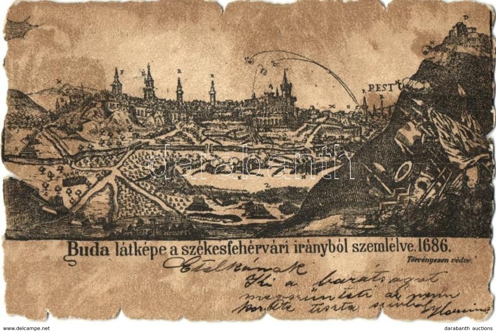 T2/T3 Budapest, Látkép Székesfehérvári Irányból Szemlélve, 1686-ban. Kaucky L. Kiadása Prágában (EK) - Ohne Zuordnung