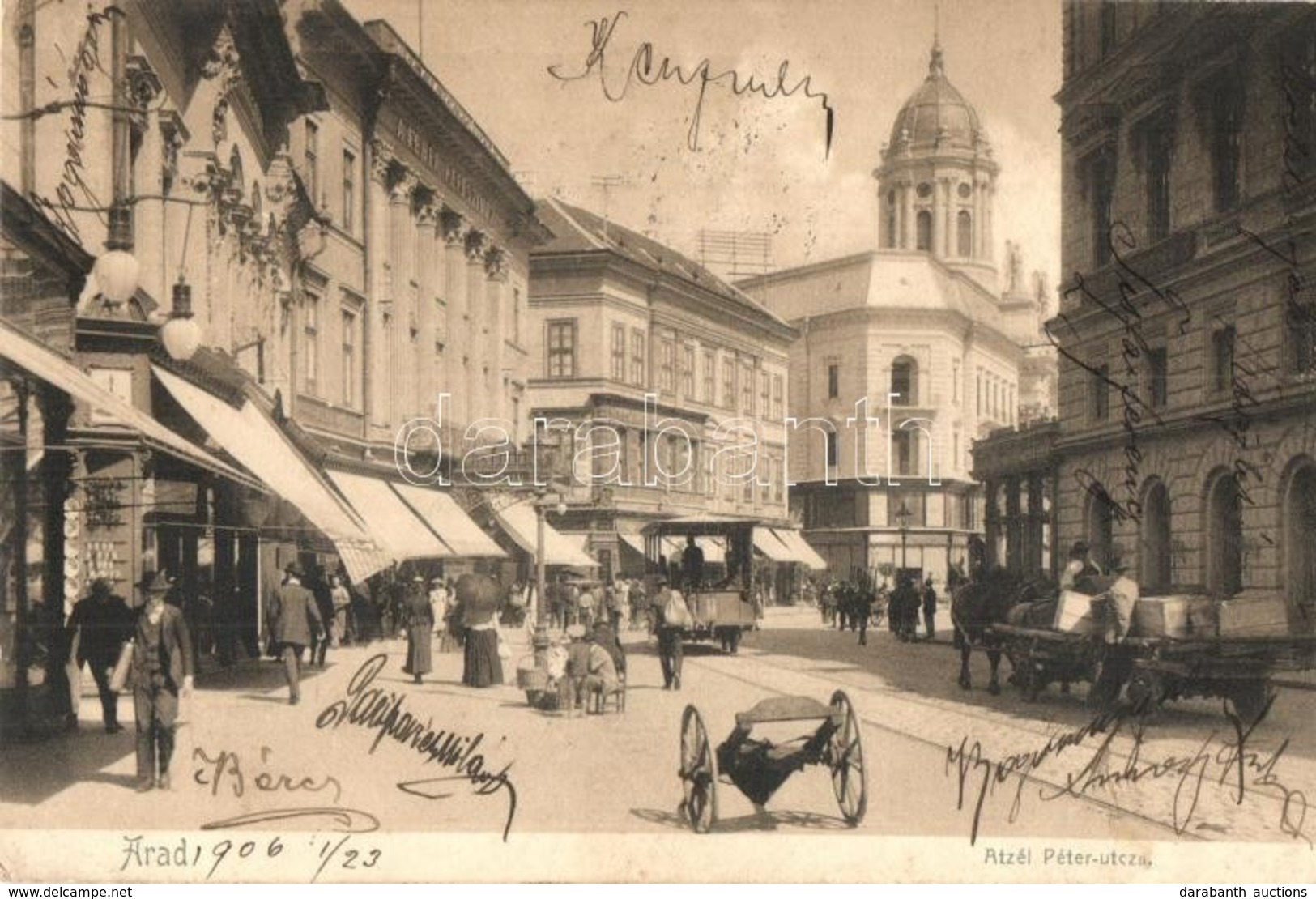 T2/T3 Arad, Atzél Péter Utca, Fehér Kereszt Szálloda, üzletek, Villamos / Street View, Hotel, Shops, Tram (EK) - Zonder Classificatie