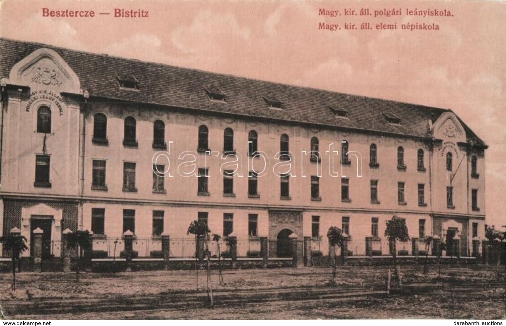 ** T2/T3 Beszterce, Bistritz, Bistrita; M. Kir. áll. Polgári Leányiskola. Sch. Bartha Mária Kiadása / Girls' School (EK) - Ohne Zuordnung