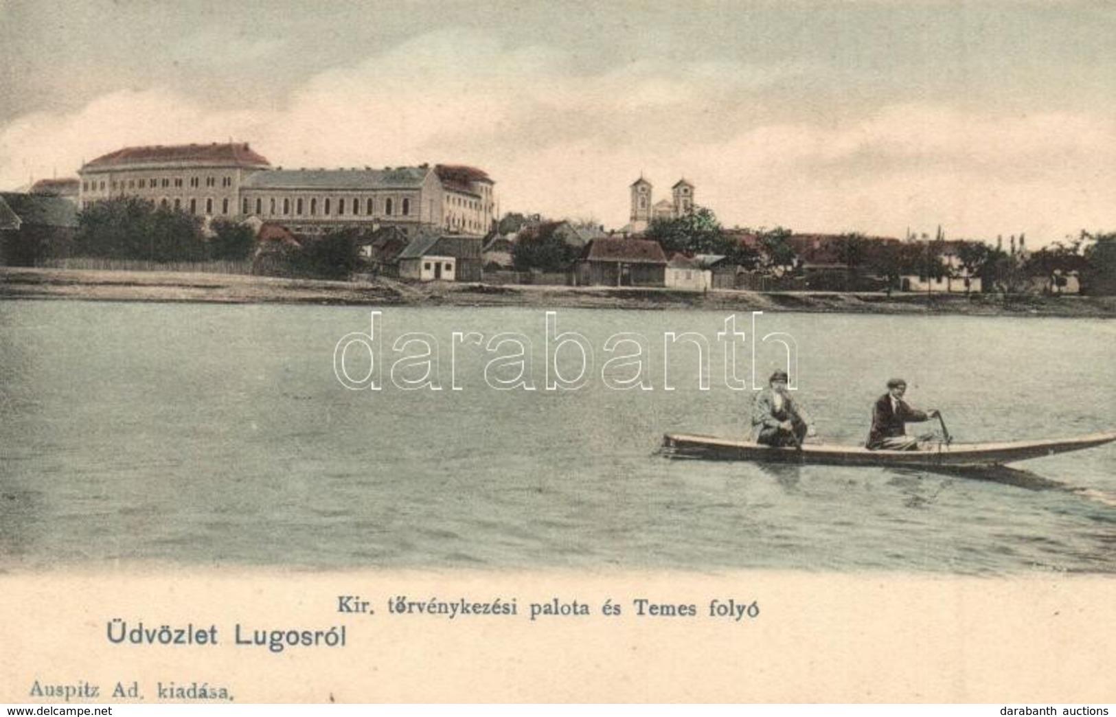 ** T3 Lugos, Lugoj; Kir. Törvénykezési Palota és Temes Folyó. Auspitz Adolf Kiadása  / Court Palace, Timis River (r) - Ohne Zuordnung