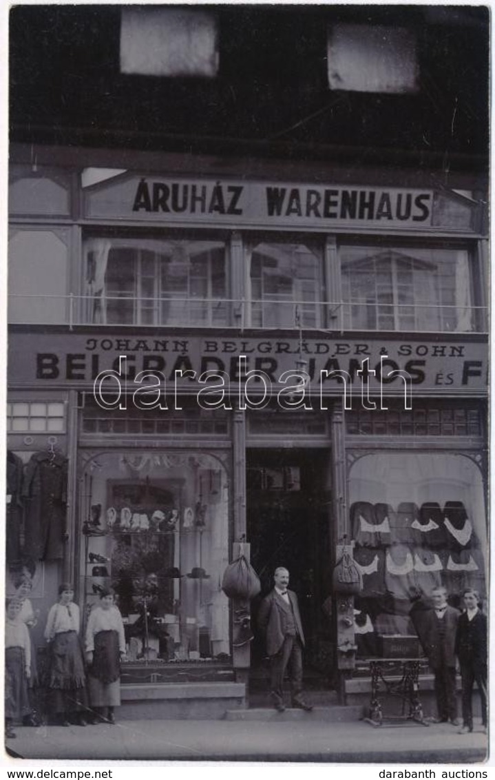 * T2 Oravicabánya, Oravita; Belgrader János és Fia üzlete és Kirakata / Johann Belgrader & Sohn / Shop Front With Owner. - Ohne Zuordnung