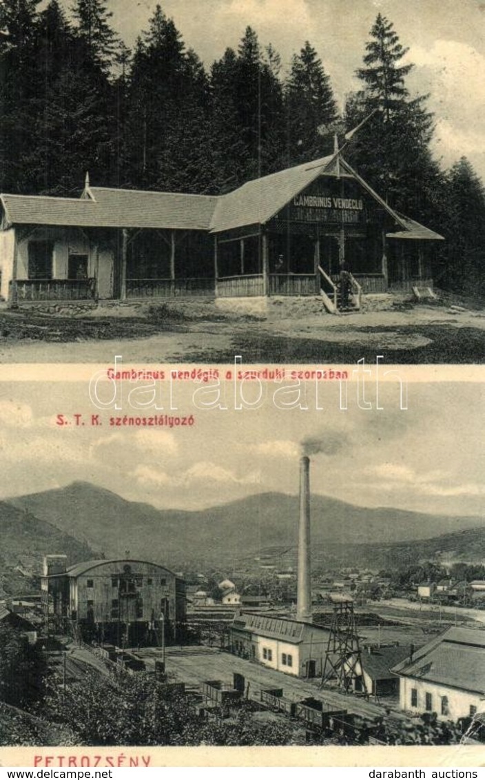 T2/T3 Petrozsény, Petrosani; Gambrinus Vendégl? A Szurduk-szorosban, étterem, S. T. K. Szénosztályozó, Iparvasút, Vagono - Ohne Zuordnung