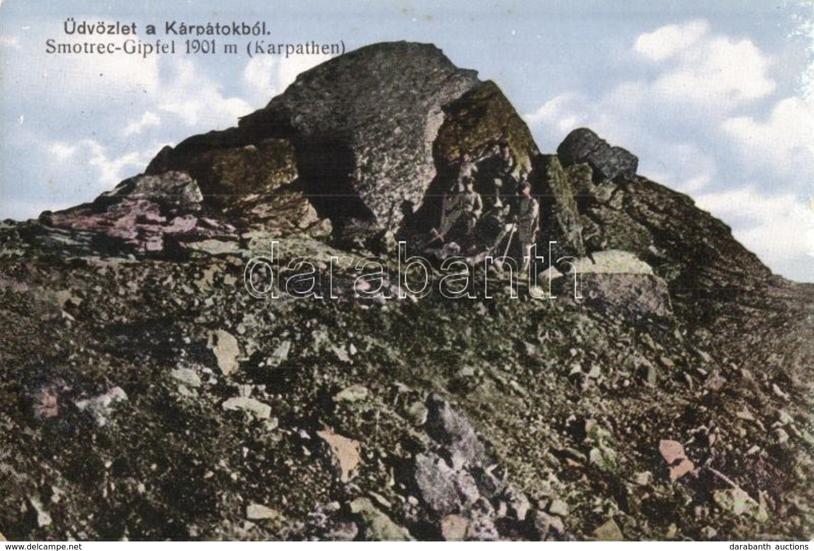 * T4 Smotrec Csúcs (Kárpátok), Kiadja Berger Miksa Utóda / Mountain Peak, 'Máramarossziget Visszatért' So. Stpl. (ázott  - Ohne Zuordnung