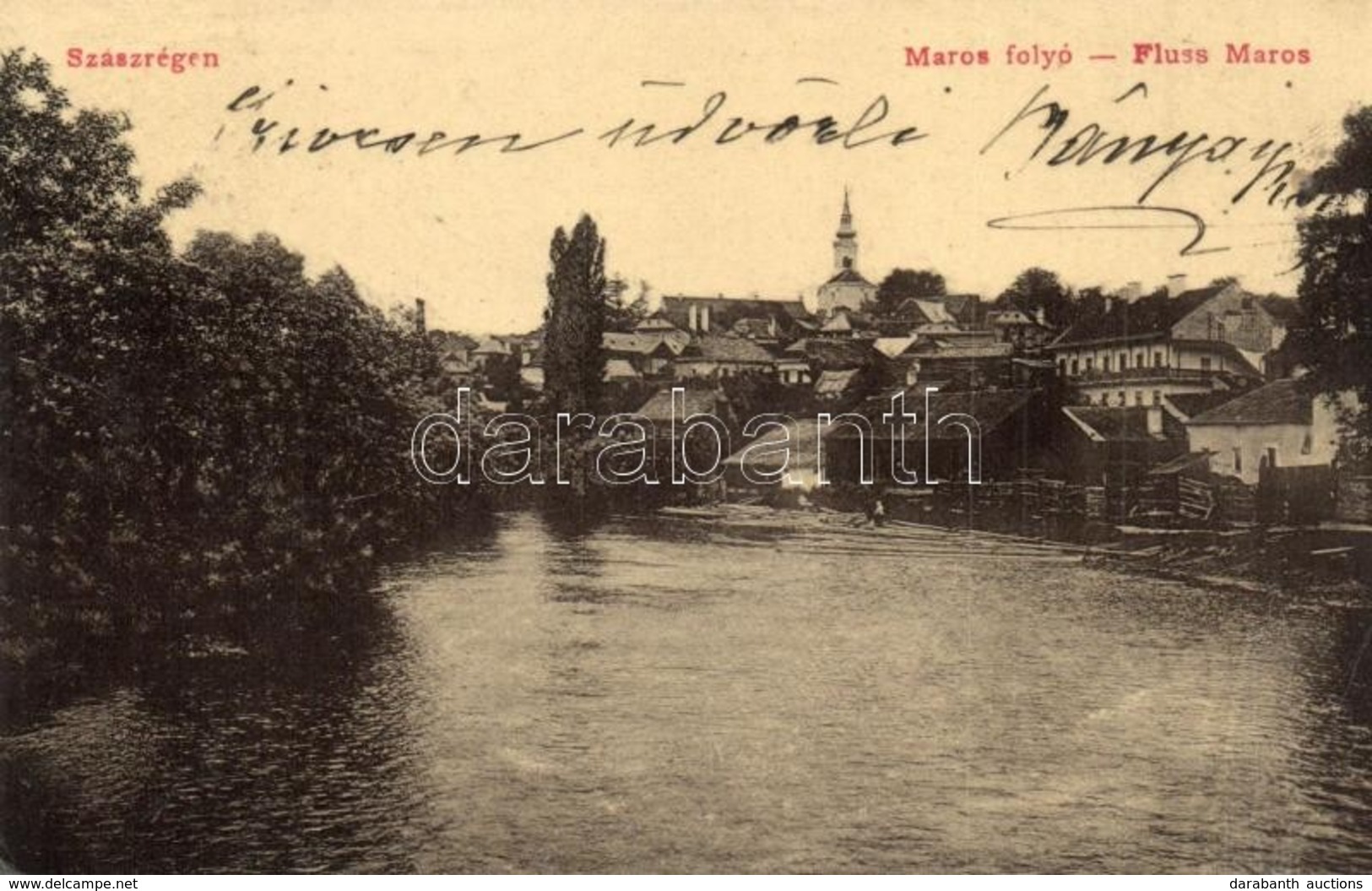 T2/T3 Szászrégen, Reghin; Maros Folyó. 1636. Hübner Ignácz Kiadása / Maros Fluss / Mures River (EK) - Ohne Zuordnung