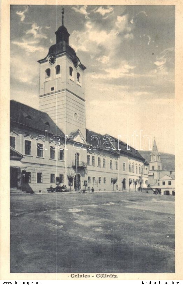 T2 Gölnic, Gelnica; Utcakép A Városházával, üzletek / Street View With The Town Hall And Shops - Ohne Zuordnung