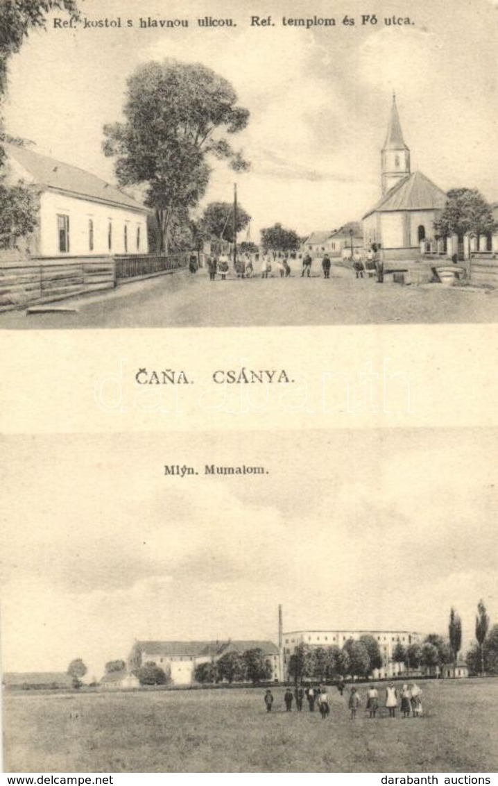 ** T2/T3 Hernádcsány, Csánya, Cana; Református Templom és F? Utca, M?malom / Church And Main Street, Mill (EK) - Zonder Classificatie