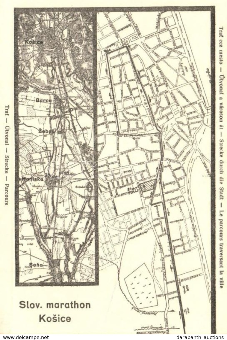 ** T1 1903 Kassa, Kosice; Királyi Magyar Autoclub (KAC) Szlovák Maratonjának Térképe, Maratonfutás útvonala / Marathon R - Zonder Classificatie