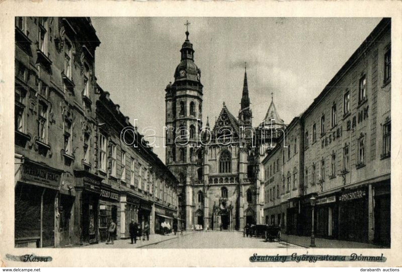 * T2/T3 Kassa, Kosice; Szatmáry György Utca, Dóm, Dirnbaum Ignác üzlete / Street, Dome, Shops (EK) - Ohne Zuordnung