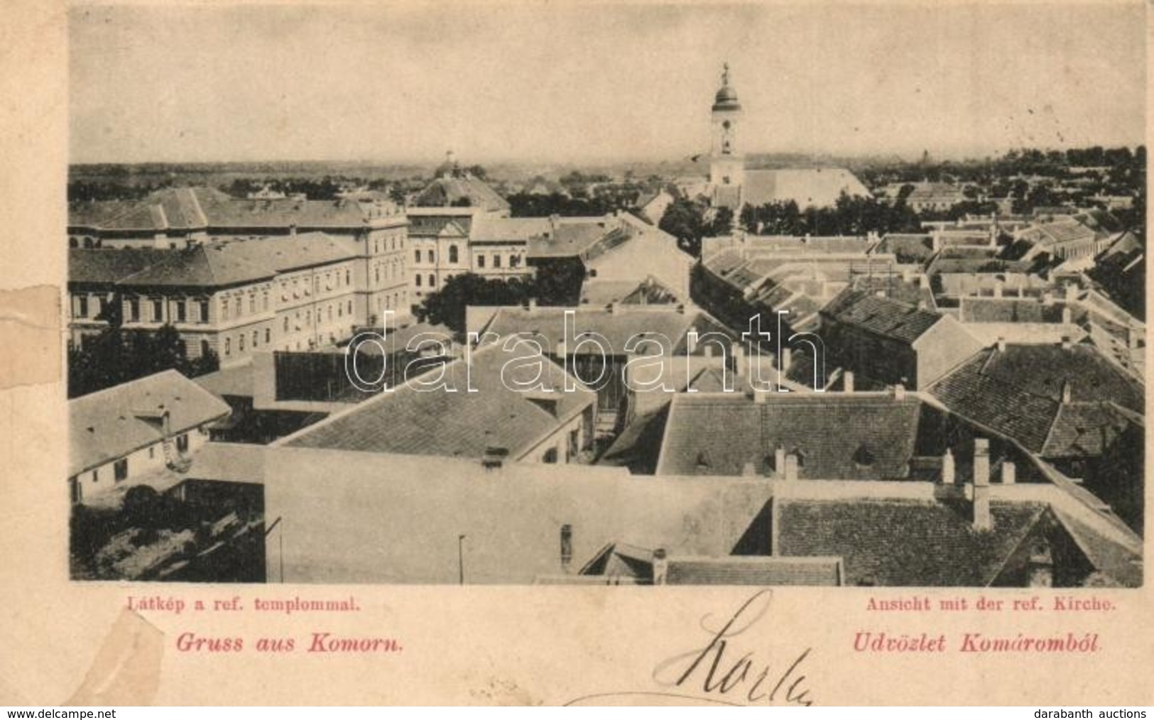 T3 1898 Komárom, Komárno; Látkép, Református Templom / General View, Church (r) - Ohne Zuordnung