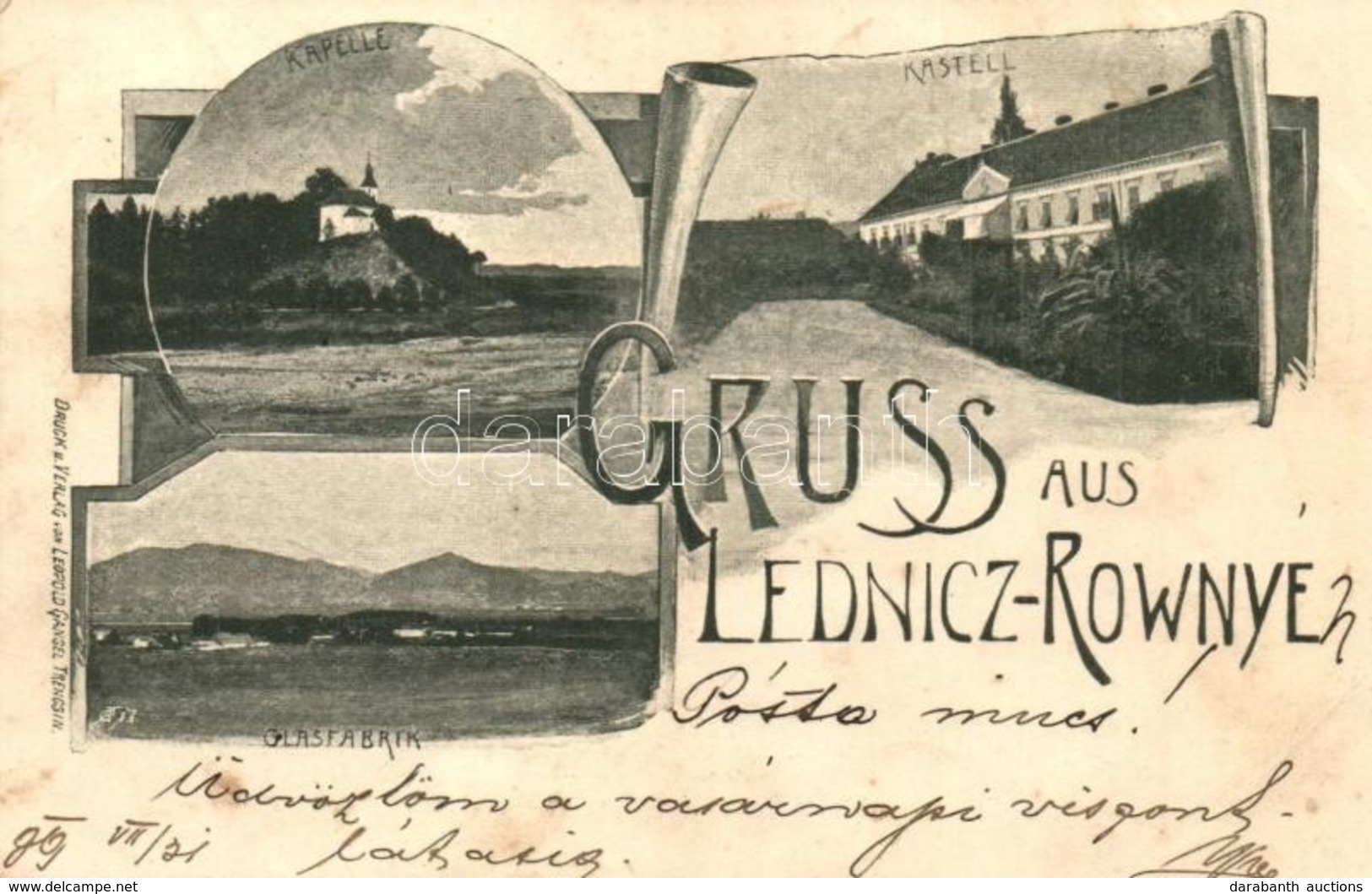 T3 1899 Lednicróna, Lednicz-Rovne, Lednicz-Rownye, Lednické Rovne; Kapelle, Kastell, Glasfabrik. Druck U. Verlag Von Leo - Ohne Zuordnung