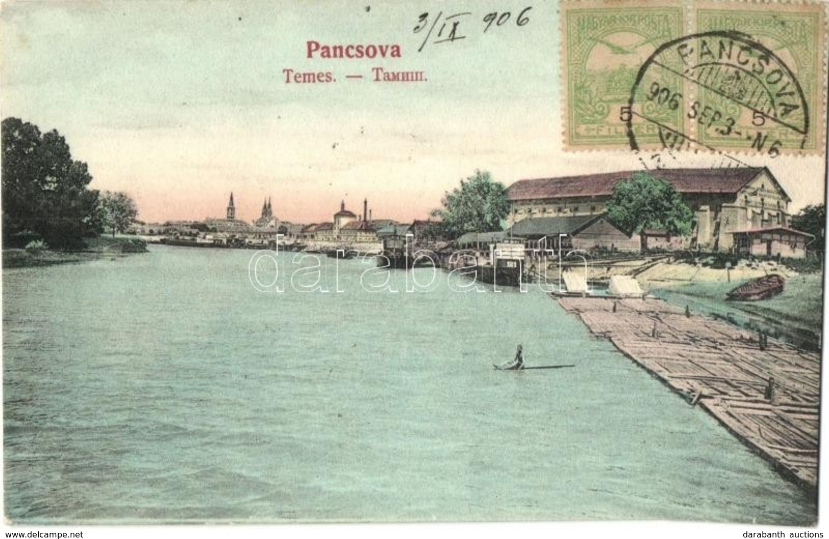 T2 Pancsova, Pancevo; Temes Folyó, Kiköt?, Rakpart. Kohn Samu Kiadása / Timis River, Port, Quay. TCV Card - Ohne Zuordnung