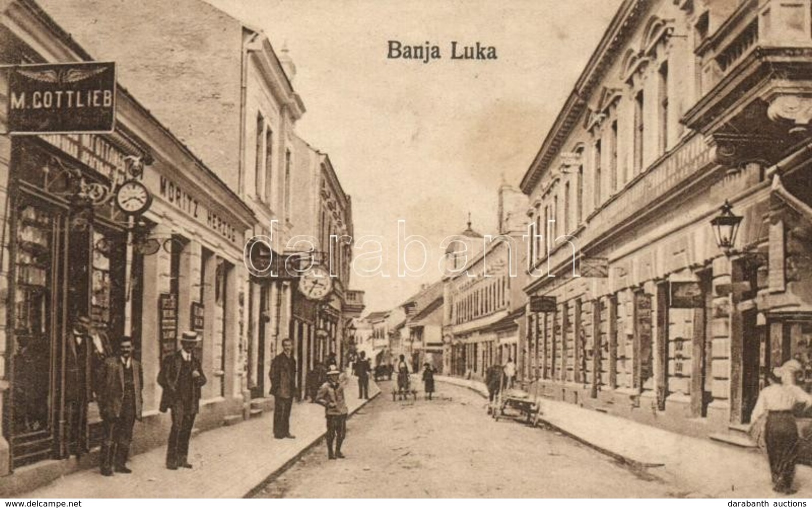 * T3/T4 Banja Luka, Banjaluka; Street View, M. Gottlieb's, Moritz Herzog's Shops. Ladislaw Wolf (Rb) - Ohne Zuordnung