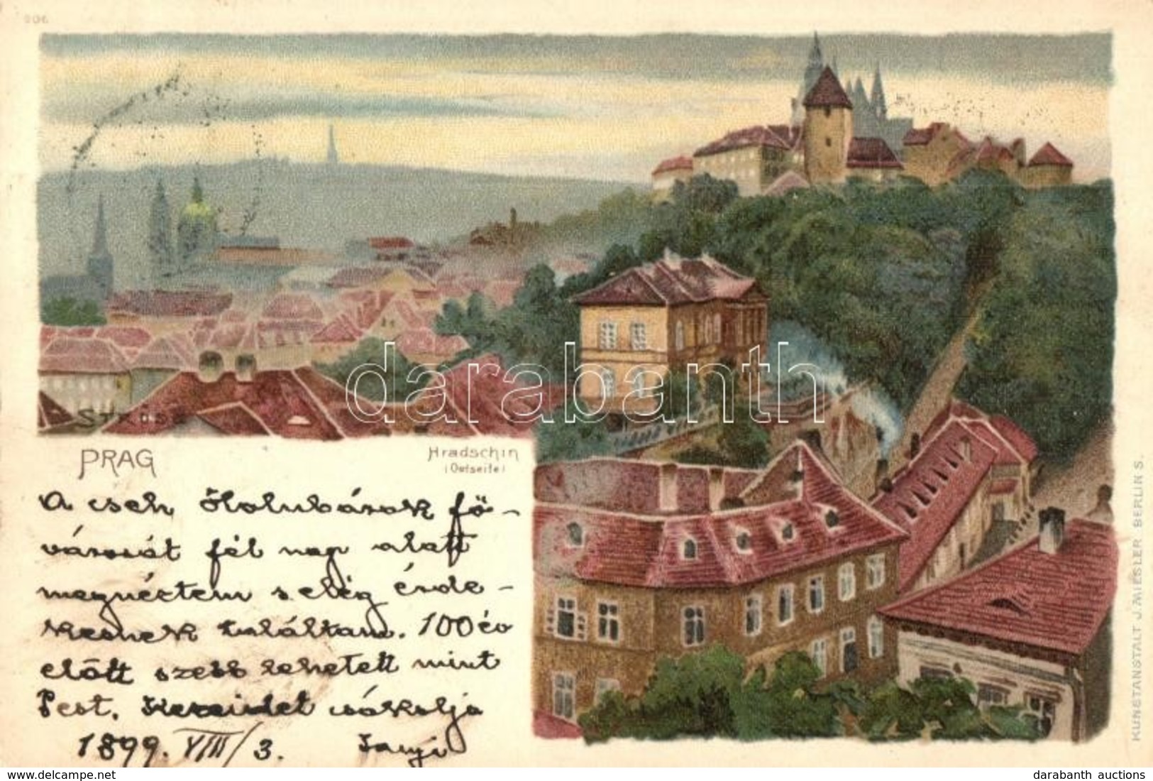 T2 1899 Praha, Prag; Hradschin / Castle. Kunstanstal J. Miesler Litho - Zonder Classificatie