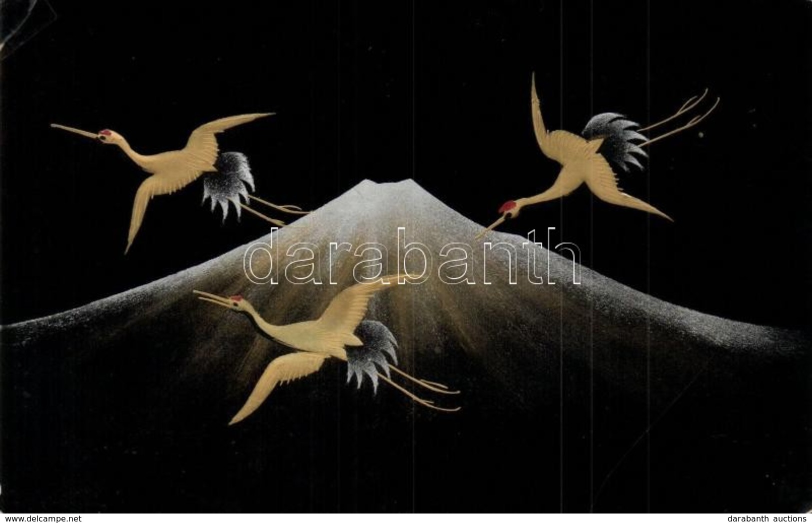 * T2/T3 Mount Fuji With Cranes. Japanese Art Postcard (EB) - Zonder Classificatie