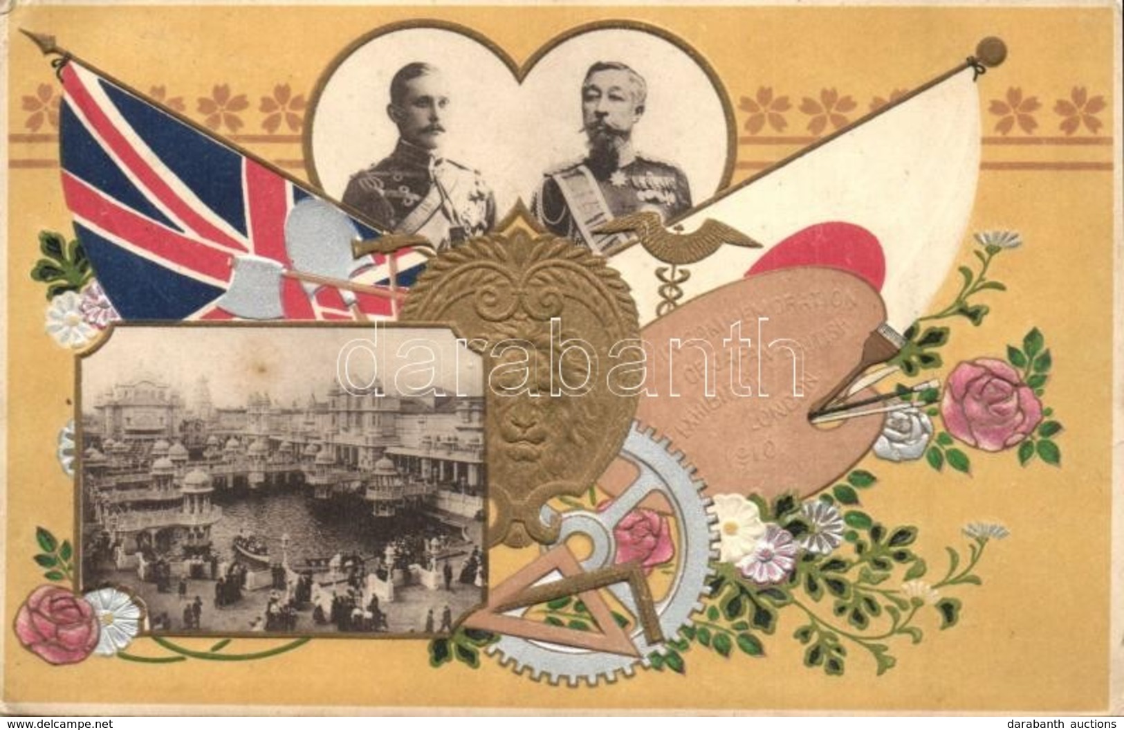 T2/T3 1910 London, In Commemoration Of Japan-British Exhibtion, King George V And Mutsuhito (Meiji). So. Stpl, Coat Of A - Ohne Zuordnung