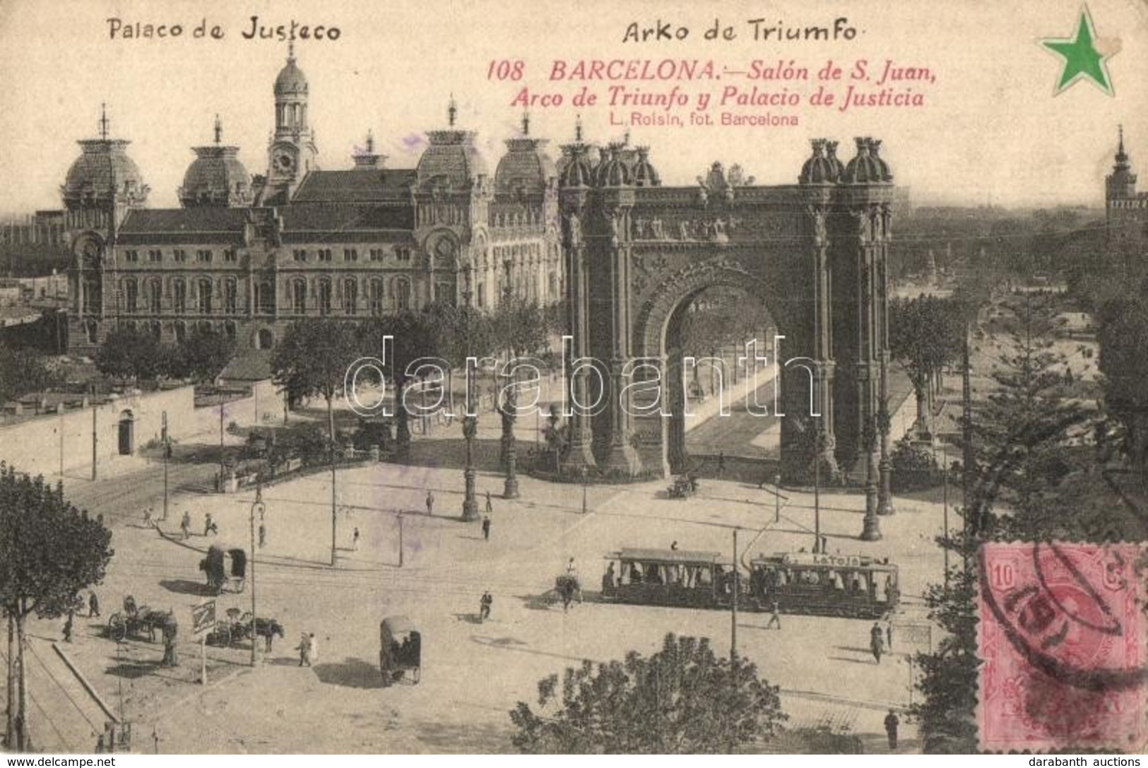T2 Barcelona, Salon De S. Juan, Arco De Triunfo, Palacio De Justicia / Triumphal Arch, Palace Of Justice, Tram, TCV Card - Ohne Zuordnung