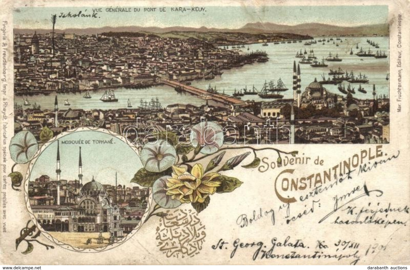 * T3 Constantinople, Istanbul; Vue Generale Du Pont De Kara-Keuy, Mosquée De Tophané / Port, Bridge, Mosque Of Mahboud A - Ohne Zuordnung