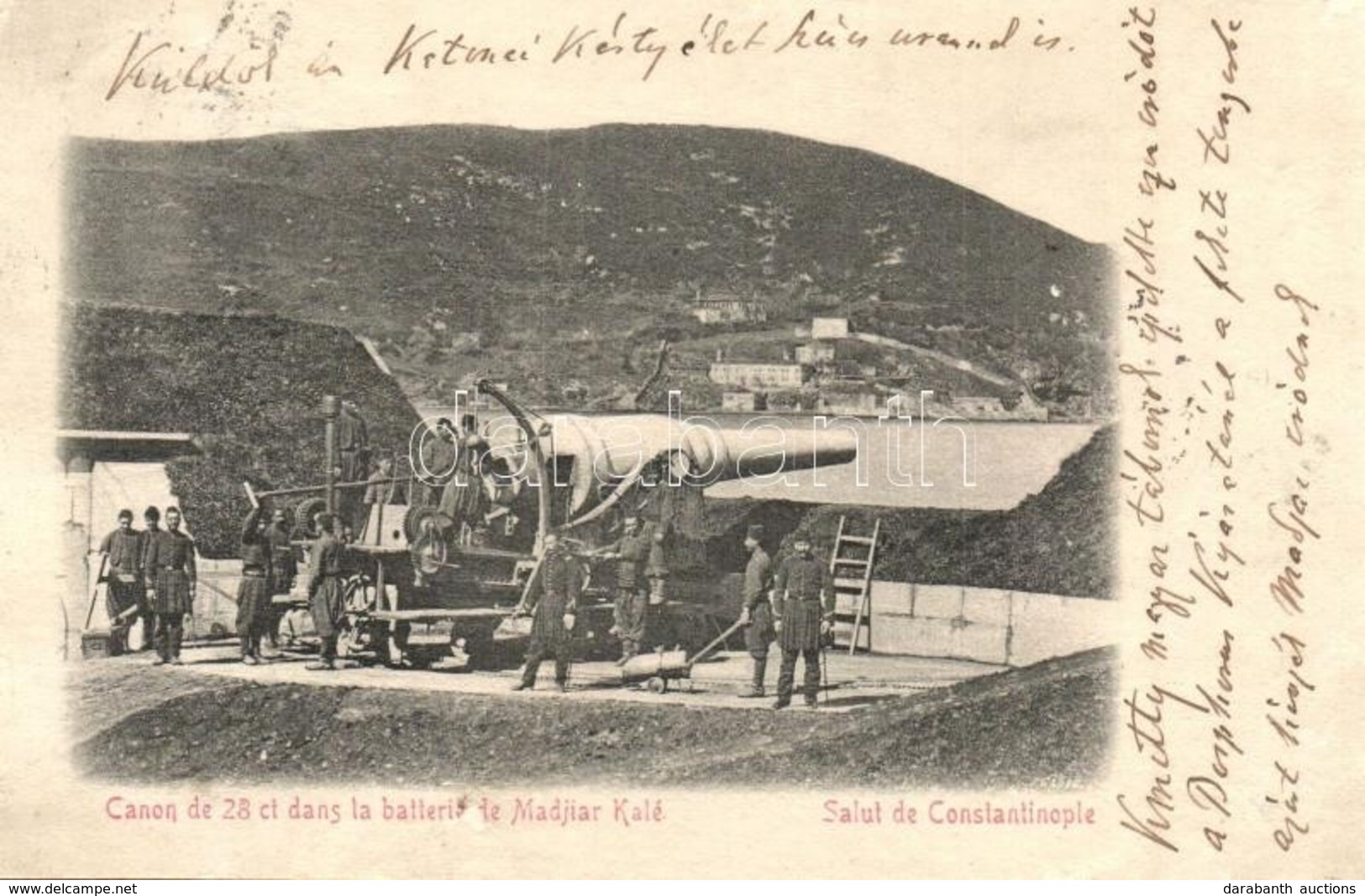 T3 Constantinople, Istanbul; Canon De 28 Ct Dans La Batterie De Madjiar Kalé / 28 Cm Cannon, Turkish Military, Artillery - Ohne Zuordnung