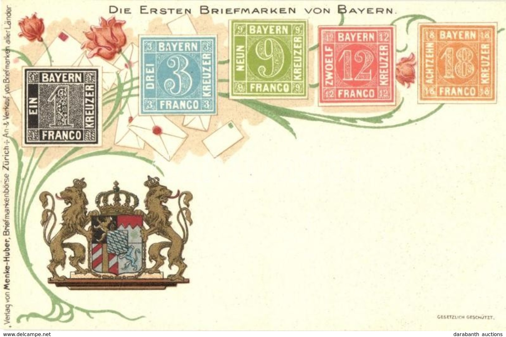 ** T1/T2 Die Ersten Briefmarken Von Bayern / The First Bavarian Stamps, Coat Of Arms. Menke-Huber Briefmarkenbörse Flora - Ohne Zuordnung