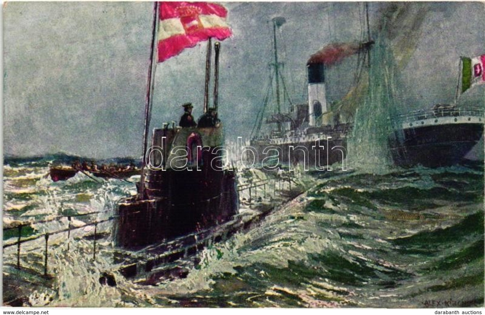 ** T2 Der Unterseebootkrieg In Der Adria (Versenkung Eines Italienisches Dampfers) / Submarine-war In The Adriatic Sea.  - Ohne Zuordnung