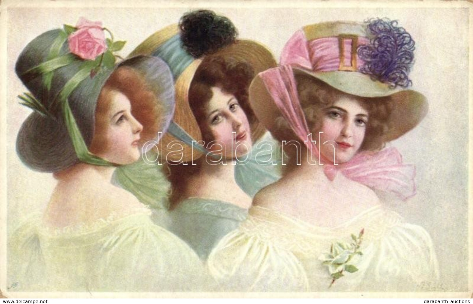 ** T2/T3 Ladies With Hats, B.K.W.I. 328-4.  (EK) - Ohne Zuordnung