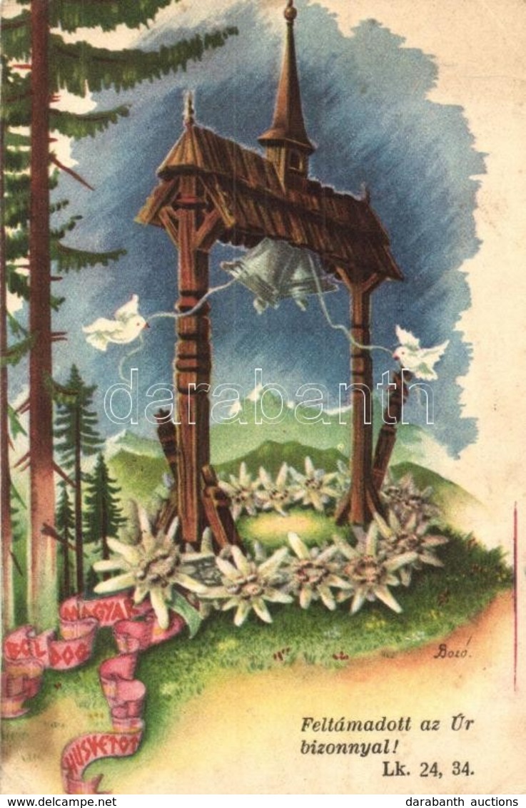 T2/T3 Boldog Magyar Húsvétot! / Hungarian Easter Irredenta Art Postcard S: Bozó (EK) - Zonder Classificatie