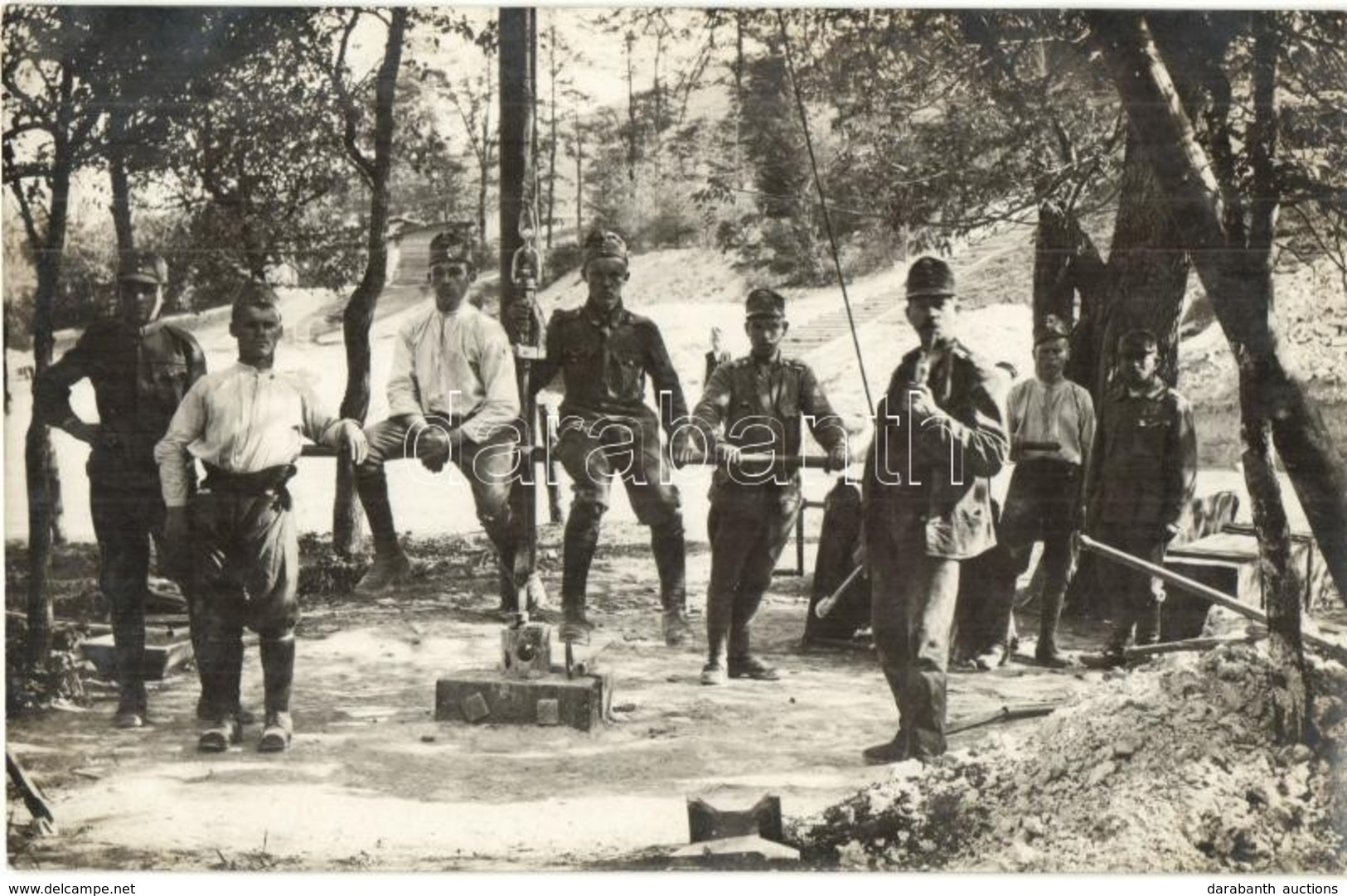 * T1/T2 1917 Jassionov, Vízkeresés Kútfúrással / WWI K.u.K. Military, Well Drilling For The Search Of Water, Photo - Ohne Zuordnung