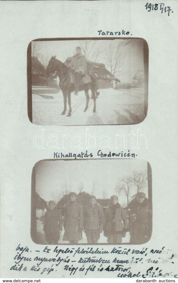 T2 1918 Tatarsko, Kihallgatás Chodowice-n Télen / WWI K.u.k. Military, Interrogation In Chodowytschi. Photo +  K.u.K. Fe - Ohne Zuordnung