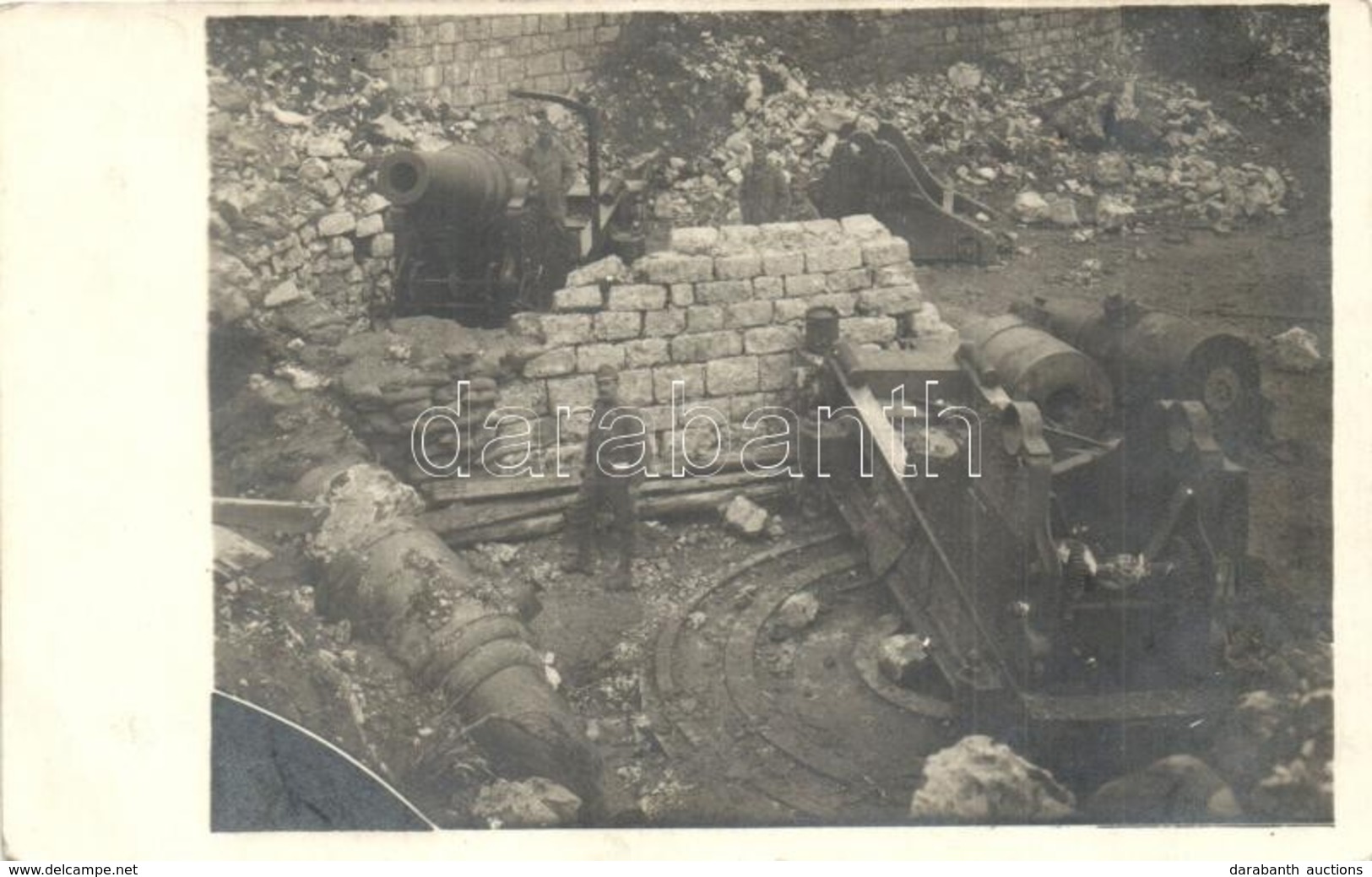 ** T2/T3 Osztrák-magyar Els? Világháborús Katonák Megsemmisített ágyúkkal / WWI K.u.K. Military, Soldiers With Destroyed - Ohne Zuordnung