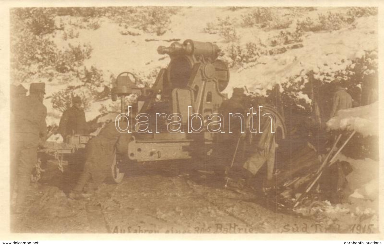 ** T1/T2 1915 Dél-Tirol, 30,5-es ágyú Felállítása Télen / WWI K.u.k Military In Südtirol, Installation Of A 30,5 Cm Mort - Ohne Zuordnung