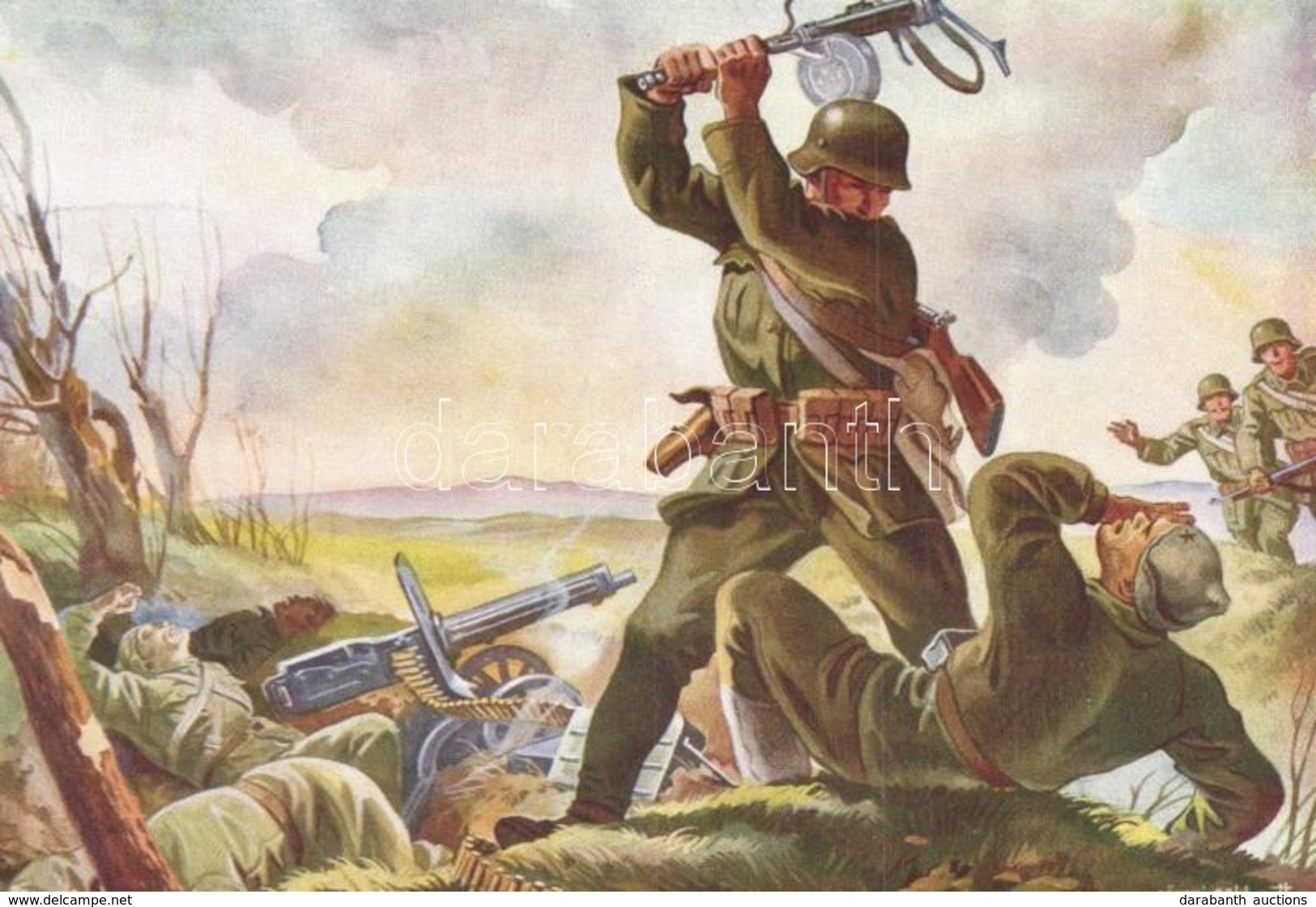 ** T1 Antal Pál ?rmester Rajtaütése / WWII Hungarian Military Art Postcard S: Gönczi Gebhardt - Ohne Zuordnung