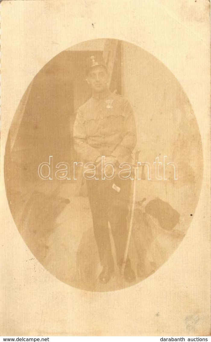 T2/T3 1917 Világháborús Magyar Gyalogos Tiszt; Eperjesen Készült Katonafotó / Hungarian WWI Infantry Officer, Photo - Ohne Zuordnung