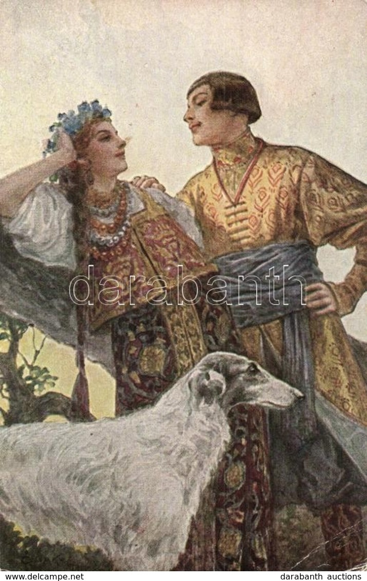T2/T3 Amorous Glances. Russian Art Postcard. T.S.N. R.M. No. 12. + K.u.K. Divisionsbäckerei No. 56. S: Solomko (Rb) - Zonder Classificatie