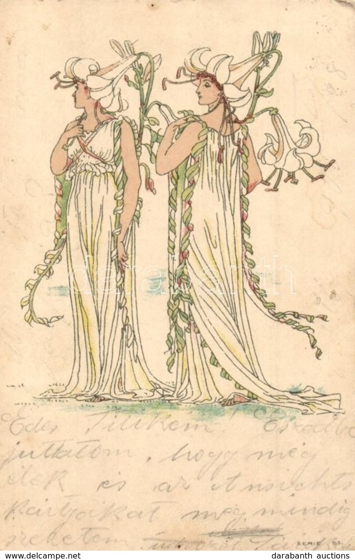 * T4 Flower Ladies. Art Nouveau Litho Serie 51. (pinholes) - Zonder Classificatie
