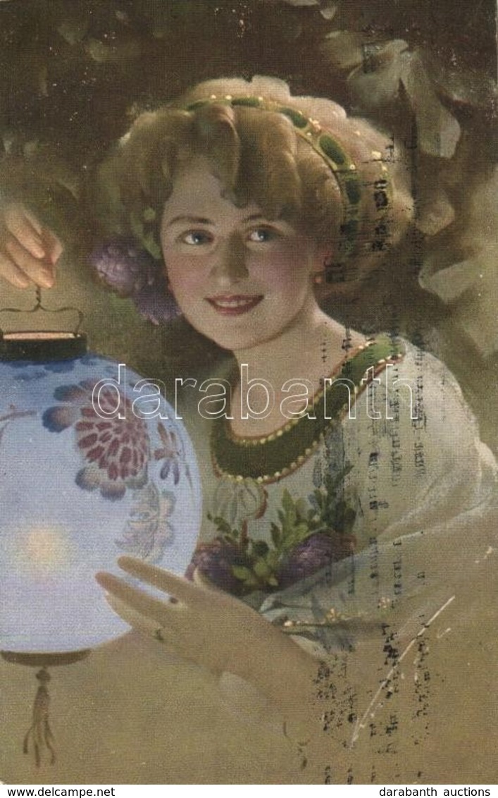 T2/T3 Lady With Blue Lantern, Inter-Art Co., 'Fireflies' No. 286 - Ohne Zuordnung