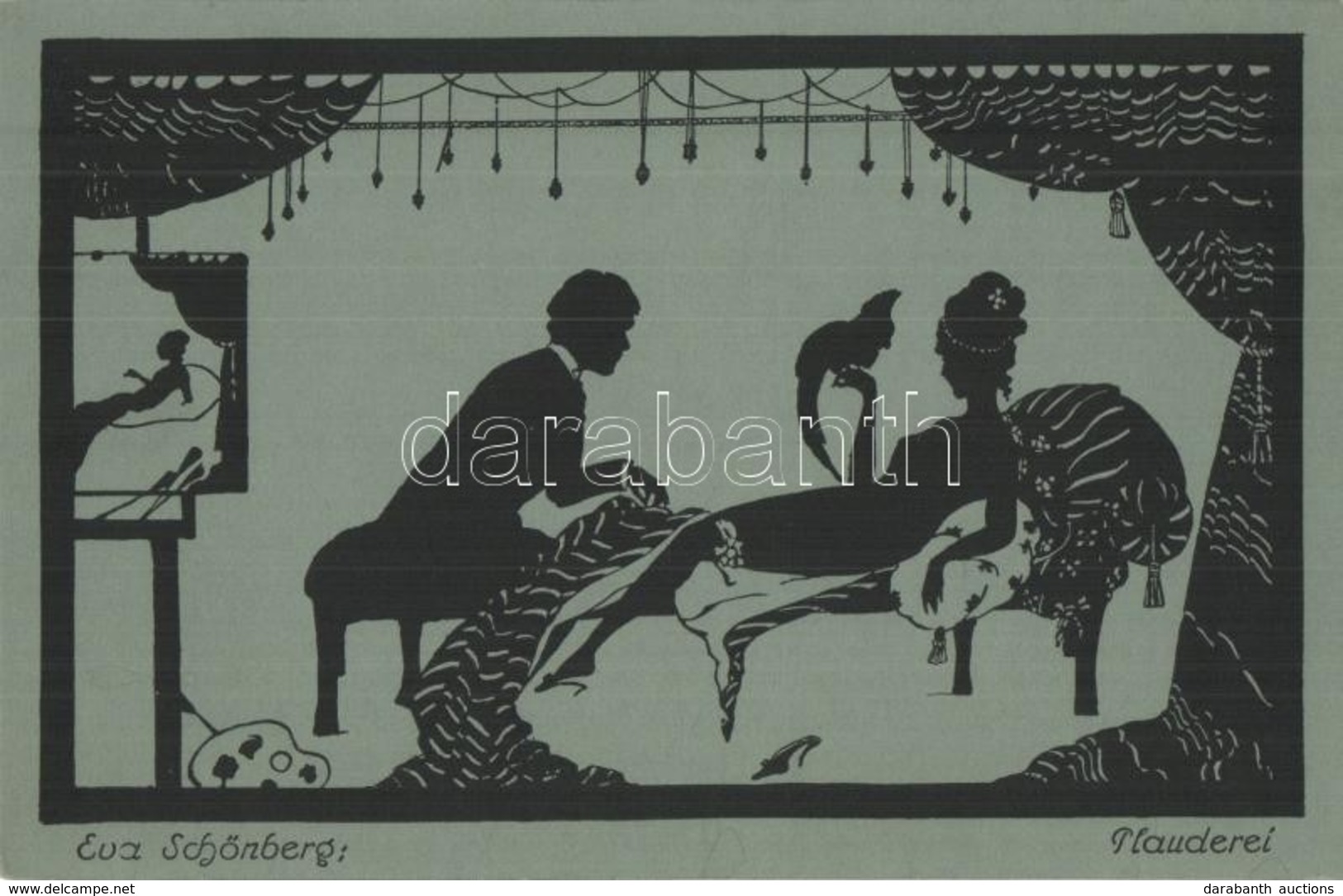 ** T1/T2 Plauderei / Silhouette Art Postcard. Nosnora Verlag W. 30. S: Eva Schönberg - Zonder Classificatie