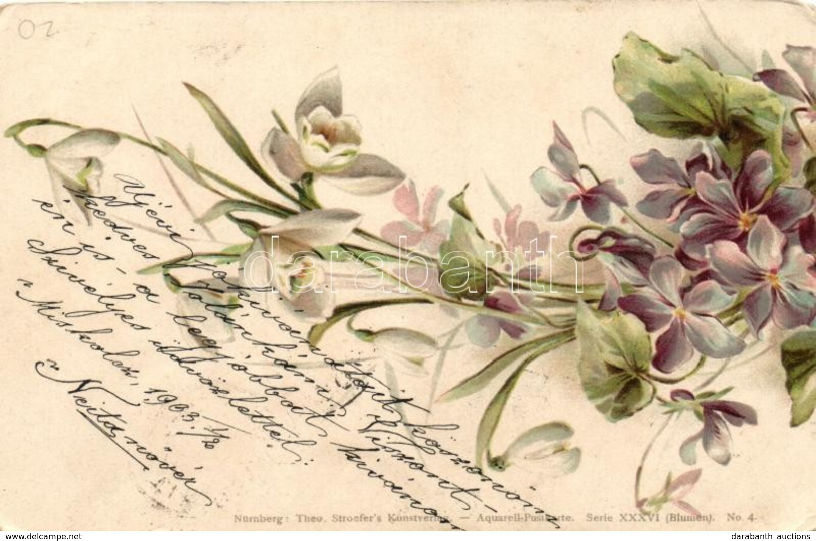 T2/T3 Flower, Theo. Stroefer's Kunstverlag Aquarell-Postkarte Serie XXXVI. (Blumen) No. 4. Litho (EK) - Ohne Zuordnung