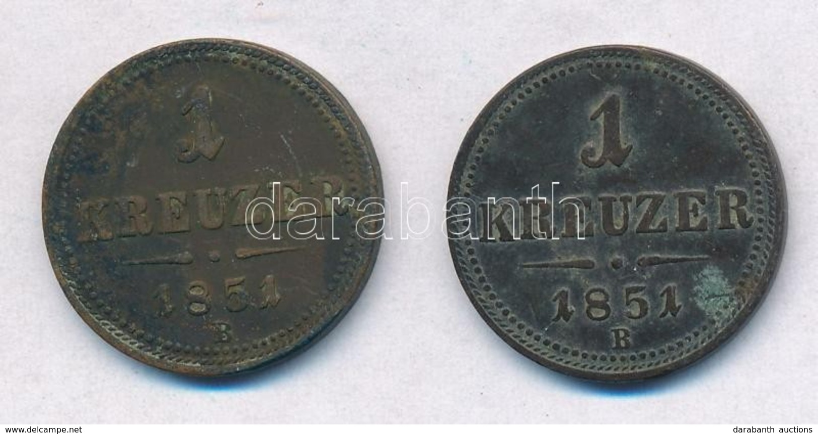 1851B 2kr Cu (2x) T:2-,3 Ph., Patina - Zonder Classificatie