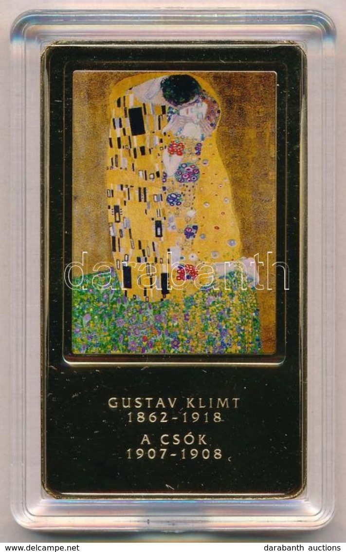 DN 'A Világ Leghíresebb Festményei - Gustav Klimt: A Csók' Aranyozott Fém Emlékérem, Multicolor Festéssel T:1 - Zonder Classificatie