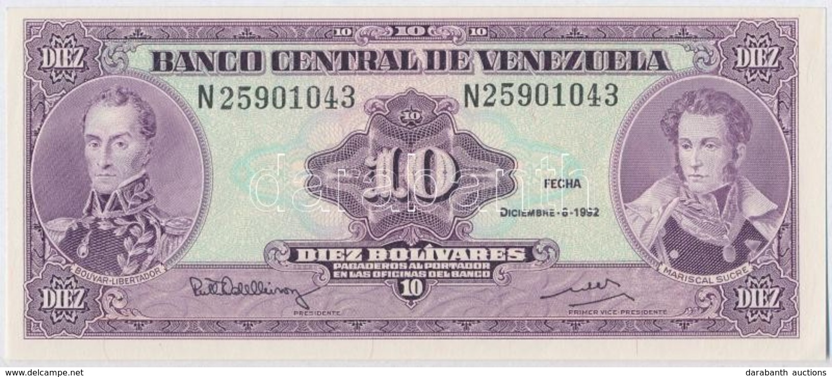 Venezuela 1992. 10B T:I,I-
Venezuela 1992. 10 Bolívares C:UNC,AU
Krause 61 - Ohne Zuordnung